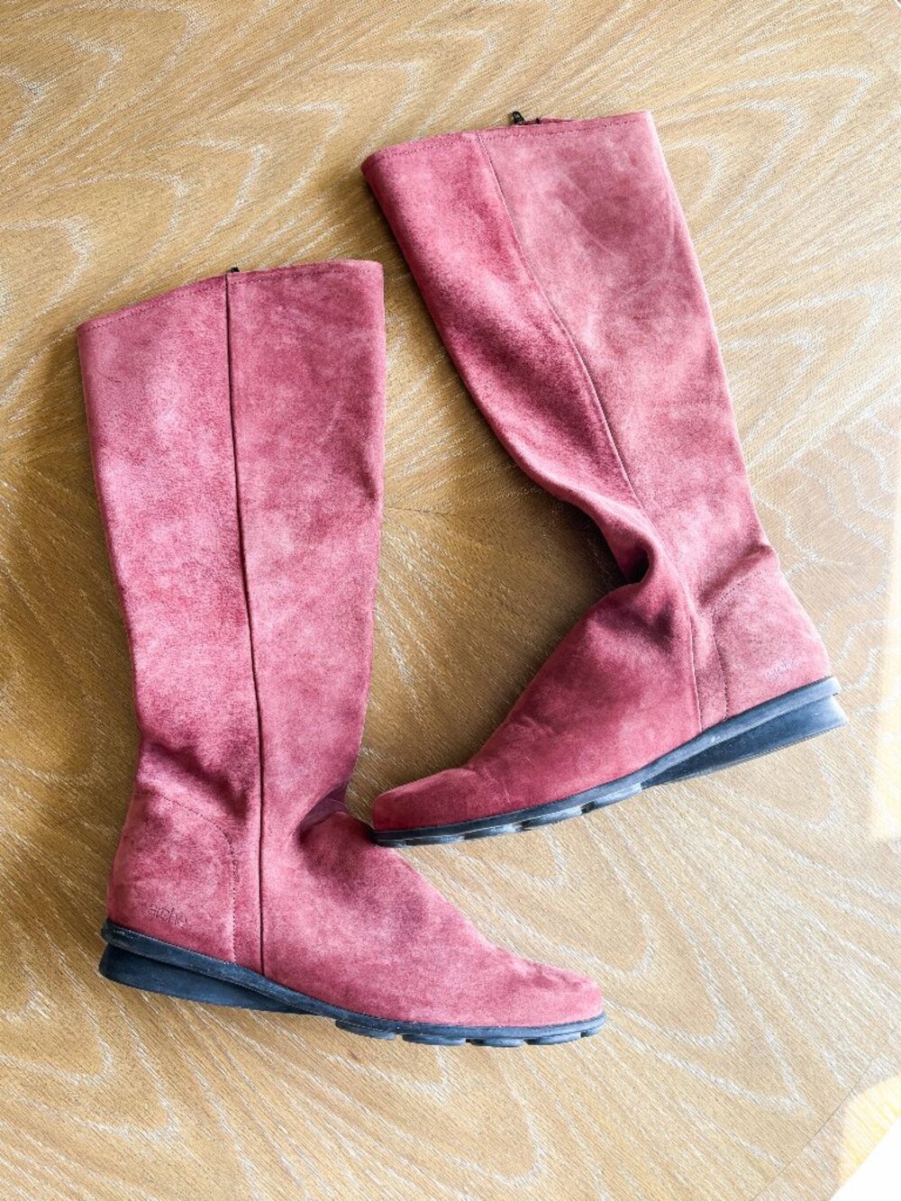 Arche LN boots Burgundy Nubuck Leather Suede Wedge Tall Heel